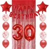 26pcs Birthday Party Balloon 18 20 30 40th Número Balão Adulto Party Party Decoração Carta Confetti Rose Gold Rain Cortina T200526
