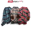 LAPPSTER-Youth Men Patchwork Vintage Striped Sweater Mens Winter Blue Sweater Pocket Women Oversized Kpop Fashiosn Clothing 201225