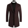 Męska kurtka wełniana zagęszcza płaszcza zwykłe szczupłe dopasowanie Odkręć kołnierz moda S Trench Płaszcz S Odzież marki LJ201106