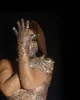 خمسة أصابع قفازات الفاخرة تمتد أحجار الراين النساء سباركلي كريستال شبكة طويلة راقصة المغني ملهى ليلي الرقص المرحلة عرض الملحقات 1
