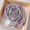 Écharpe malaisienne en mousseline de soie haut de gamme Wrap uni/couleur unie femmes musulmanes Hijab foulard été islamique Long châle Pashmina 180x70cm