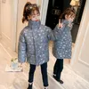 2020女の子の冬の反射ジャケットの女の子の暖かいファッション子供の王女厚いコート4-13年の子供の子供10代コットンパーカーアウターウェアLJ201125