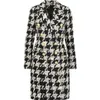 HIGH QUALITY New Stylish Designer Wool Coat Women's Double Breasted Lion Buttons Houndstooth Tweed Long Coat 201218