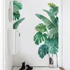 Tropisk växt sköldpadda bladvägg klistermärke färsk strandpalm lämnar konst dekal dörr väggdekoration för vardagsrum kök hem dekor t200601