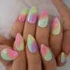 False Nails White Cloud Fake Bule Sky Press On Pre Design Full Cover Oval Glossy Artificial Nail Short For Women Prud22