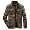 Hiexhse Mens Leather Jackets Motorcycle Stand Collar Zipper Pockets Male US Size Pu Coatsバイカーフェイクレザーファッションアウターウェア201127