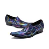 Bellissime scarpe da uomo a punta blu Muti Color Business Dress Shoes Flats Rivets Party Runway Shoes Men, US12