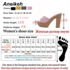 Aneikeh НОВЫЕ модные пикантные летние женские тапочки из флока на квадратном каблуке для отдыха на открытом воздухе, женская обувь-гладиатор Y200628 GAI GAI GAI