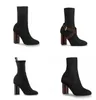 2022 Kobiety Designer Buty Sylwetka Kostki Boottom Black Stretch High Heel Sock Buty Sock and Flat Sock Sneaker Boot Winter Damskie Buty