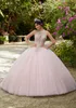 Sukienki 15 lat 2022 Różowa księżniczka Quinceanera Dress Sweet 16 Ball Suknia 2022 Aplikacje Cekiny Koraliki Kwiaty Backless Party