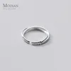 Modian Hot 925 Sterling Silver Minimalist Cross Line Anillo de dedo ajustable abierto para mujeres Anillo apilable Joyería fina de moda