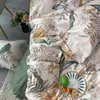 PapaMima Blumen Blätter Bettbezug-Set Bettlaken seidige Bettwäsche aus ägyptischer Baumwolle 4-teiliges Queen-King-Size-Bettwäsche-Set T200706