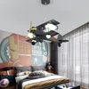 NOUVEAU haut de gamme personnalisation noir créatif rétro combattant garçon chambre chambre d'enfant lampe dessin animé décoratif avion lustre LED