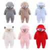 Winter Warm Unisex Jumpsuit Solid Baby Rompertjes Fluwelen Dikke Infantil Peuter Jongen Kleding Pasgeboren Meisje Kleding Ropa Bebe Costume 201029