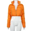 Women's Down Parka Winter Puffer Cropped Parka Bubble Jas Dames Warme Jas Jassen voor Vrouwelijke Groothandel 2021 Mode Orange Zippers SLI