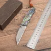 Topkwaliteit 7.5 "Damascus Pocket Folding Mes Damascus Steel Blade Abalone Shell Handvat EDC Pocket Messen Gift Mes met Detailhandel