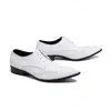 New Genuine Leather Men Oxford Shoes Black White Wedding Party Male Dress Shoes Pointed Toe Lace Up Brogue Shoes