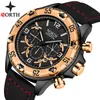 Mens klockor Fashion Casual Luxury Quartz Chronograph Watch Men Äkta Läder Sport Militär Armbandsatch Relogio Masculino