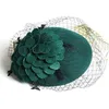 Hohe Qualität Elegante Wollfilz Frauen Hut Schleier Vintage Fedoras Mesh Hochzeit Party Kirche Hüte Winter Bankett Weibliche Berets LM004 H JlltNH