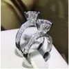 Solitaire 1ct anel de diamante 100% real 925 prata esterlina jóias noivado anéis de banda de casamento para mulheres acessório de festa de noiva y1215m