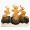 Blonde blonde à la fraise Ombre Peruvien HEURS TIAGES avec vague de corps frontal 1b 27 Honey Blonde Ombre 3 Packles avec dentelle FRONTAL CLO4511095