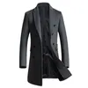 SHAN BAO Marque Vêtements Hommes Slim Long Manteau de laine 2020 Automne et hiver Double boutonnage Business Casual Manteau Noir Gris Rouge LJ201110
