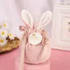 2022 fête de Pâques mignon lapin cadeau emballage sacs velours saint valentin lapin chocolat bonbons sacs mariage fête d'anniversaire sac JW110