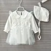 Nouveau-né bébé fille vêtements automne coton dentelle princesse Style bébé combinaison 0-3 mois infantile barboteuse robe avec chapeau