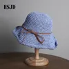 Femme au crochet à la main grand largeur paille pliable large pour femmes Summer Antiv Sun Bage Sea Women's Hats New Y200602