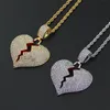 iced out pendant mens gold chain pendants men hip hop chains Necklace for Male Heart Broken Designer Jewelry243u