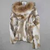 Brand Sale Women Genuine Real Rabbit Fur Coat Lady Winter Warm Jacket Natural Color Overcoat 211220