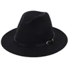 Stingy Brim Hats SLECKTON Fashion Fedoras For Women Casual Girl Panama Jazz Cap Ladies Woolen Top Hat Men Bowler Unisex Gorras S10681