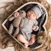 2 шт., реквизит для фотосессии для новорожденных, комбинезоны, комбинезон, милый комплект с шапкой цвета хаки и медведем, комбинезон в синюю полоску Set1952137