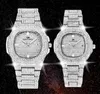 Hip Hop Iced Out Homens Mulheres Mulher Designer Relógio Diamante Quartzo Mens Pulso Relógios de Pulso Calendário de Ouro Relógio de Aço Relogio Masculino