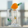 Peach 5 Colors Glass Bong Perk Heady Glass Oil Rig Water Pipe Bongs Wax Dab With Bowl Smoking Pipes 14mm Female Oil Burner Unique Fruit