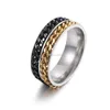 Double rotatable chains ring finger stainless steel spin band rings for Men Women hip hop fashion jewelry will and sandy