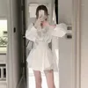 Women's Jumpsuits & Rompers Two Piece Set Casual Lace Up Women Summer Elegant White Sashes Wide Leg Short Female Pleated Jumpsuits1