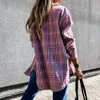 Laamei Frauen Plaid Bluse Langarm Kariertes Übergroßes Hemd Unten Kragen Dicke Damen Vintage Top Blusa 201130