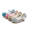 Bahar Çocuk Kız Yüksek Topuk Prenses Dans Sandalet Çocuk Ayakkabıları Glitter Deri Moda Kız Parti Elbise Düğün Ayakkabı