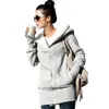 Sonbahar Kış Kadın Hoodies Coat Sıcak Polar Ceket Zip Up Giyim Kapşonlu Tişörtü Rahat Uzun Ceket Artı Boyutu Sudadera XXXL Q0116