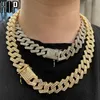 Hip Hop 1set 20mm Gold pesado Miami Prong Iced inteiro pavimentado strass pavimentados Chain Czz Bling Rapper colares para homens jóias J123101943