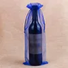 100pcs/bag 15x37cm Drawstring Wine Yarn Bags For Wedding Party Gift Xmas Champagne Bottle Holder Pouches Free Shipping