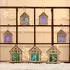 Christmas Tree House Hanging Pendant Led Light Wood House For Home Hanging Ornaments Holiday Nice Xmas Gift Wedding ZYY162