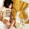 Infant Musselin Baumwolle Roben Baby Swaddle Doppel Gaze Bad Wrap Handtuch Quaste Decke Neugeborenen Swaddle Schlaf Sack Kinderwagen Abdeckung Spiel matte