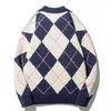 Herentruien Argyle kleurblok gebreide trui heren katoen harajuku jumper oversized 2022 winter casual knittwear pullover top1 olga22