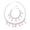 Süßwasser-Reisperlen-Anhänger-Halsketten-Armband-Set, 78 mm gefärbte ovale Perle, montiert auf versilberter Kette, Halskette für Damen 7820861