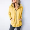 Kadın Ceketler Artı Boyutu Moda Kapüşonlu Ceket Kaban Rahat Spor Gevşek Cepler Katı Palto Kadın Kış Uzun Kollu Bayan Giyim