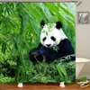 YIMING 200x180cm salle de bain rideau de douche étanche Chine 3D Panda motif polyester rideau lavable avec crochet LJ201130
