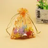 8 colors 7X9cm Open Gold Silver Heart Small Organza Bags Jewelry Gift Pouches Candy Bag Jewelry Pouches, Bags 500pcs GD1125