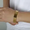 Pulseras ID, identificación, nuevo reloj para hombre, pulsera chapada en oro, eslabones de acero inoxidable, brazaletes, joyería de Hip Hop para regalo de hombre